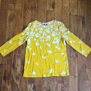 Style & Co. Yellow Floral Long Sleeve Top